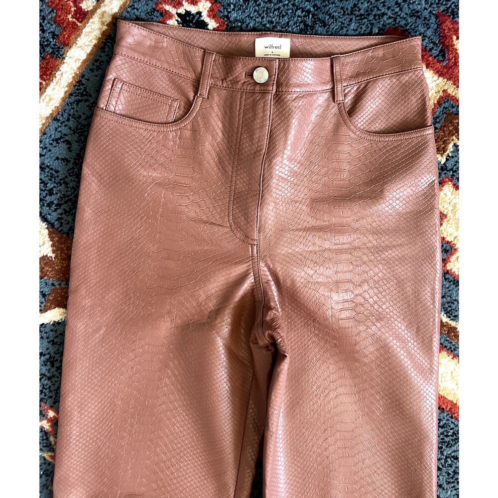 Wilfred The Melina High Waisted Vegan Leather Pants Size 4 Brown Textured - Picture 5 of 10